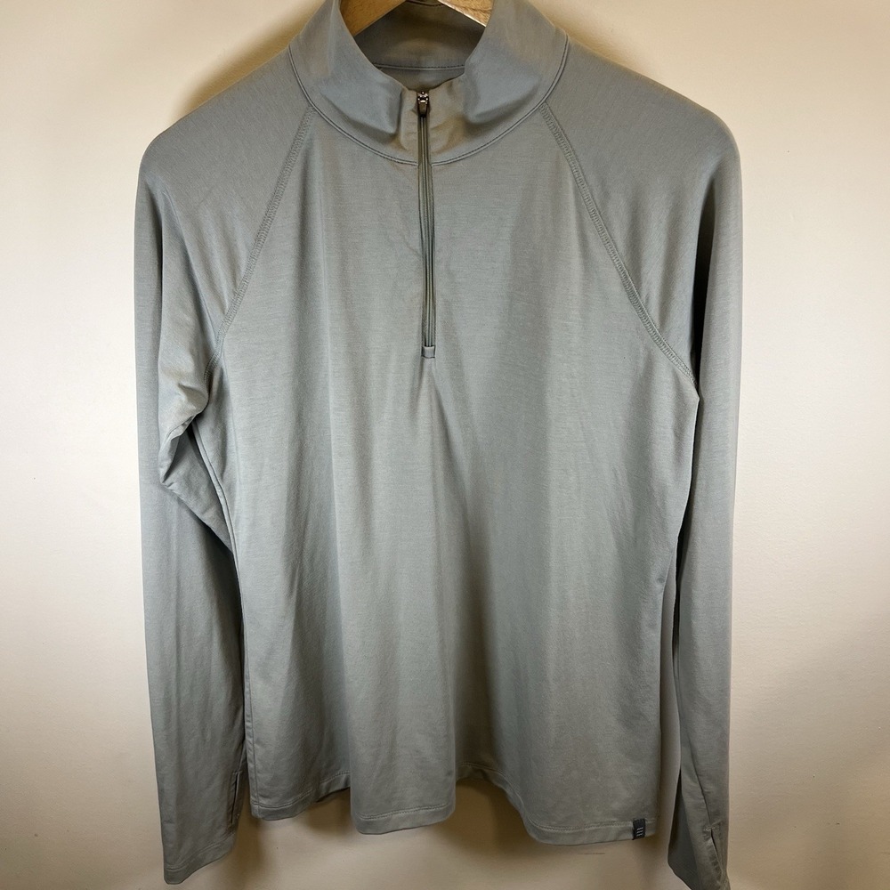 Free Fly Long Sleeve 1/4 Zip Pullover Top Performance Bamboo Flex Womens L Green